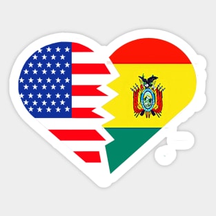 Bolivia T-Shirt Spanish Teacher USA Flag Heart Sticker